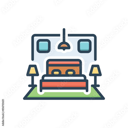 Color illustration icon for bedroom