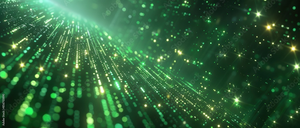 Abstract Green Lights and Stars Background. Abstract Green Lights and Stars Background.
