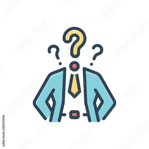 Color illustration icon for questioning