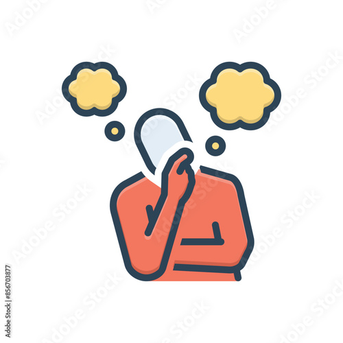 Color illustration icon for think