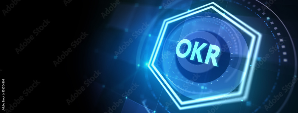 Fototapeta premium OKR Objectives key results. Business, Technology, Internet and network concept. 3d illustration