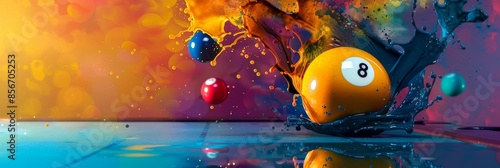 Eight Ball Splashing into Colorful Chaos