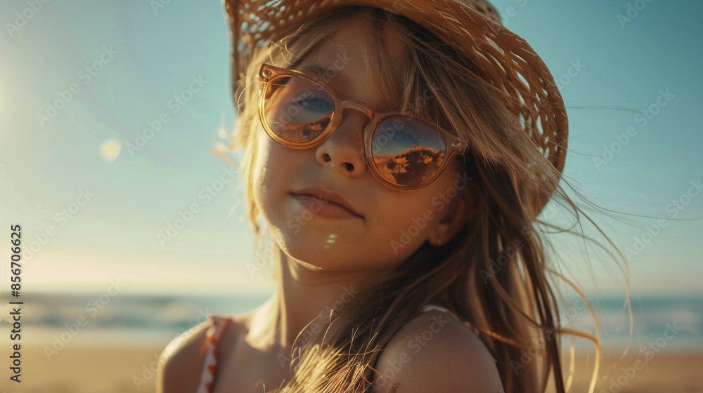 A girl's beach ensemble mirrors the joy of spending time with loved ones. A girl's beach ensemble mirrors the joy of spending time with loved ones.