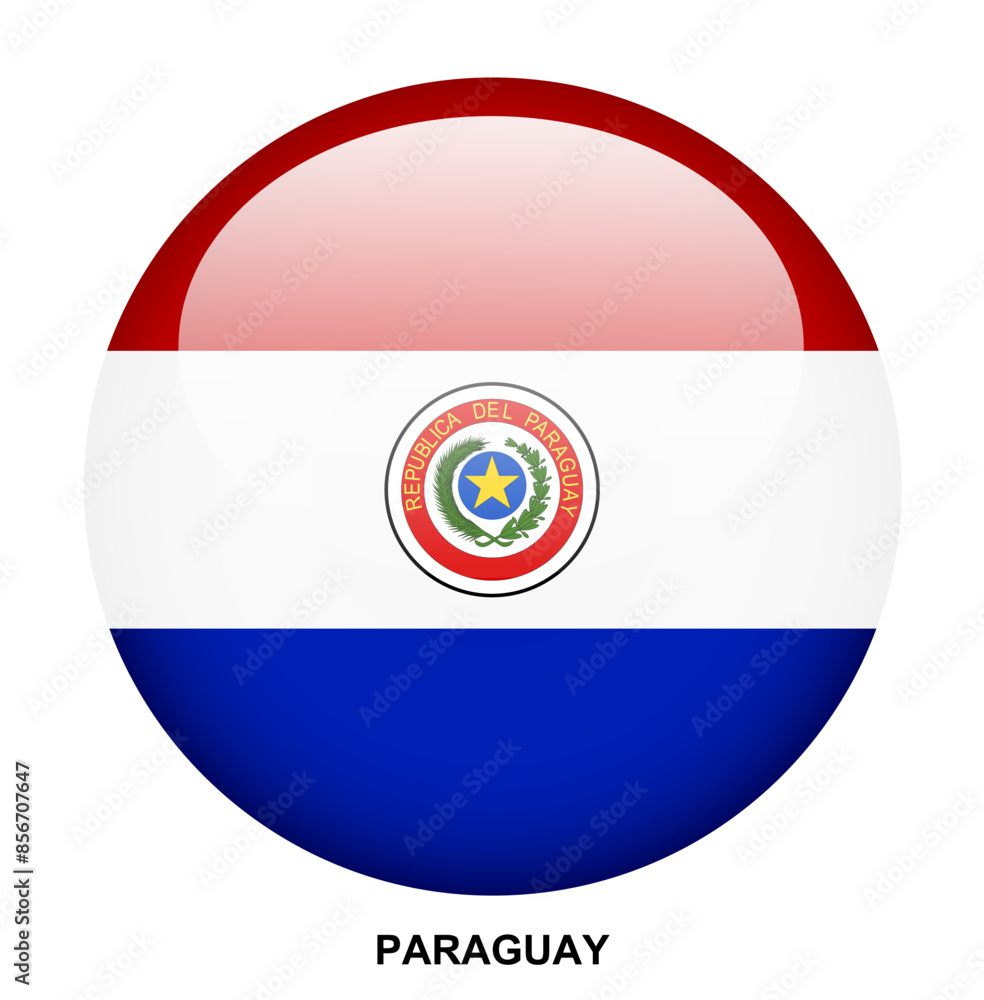 PARAGUAY flag button on white background PARAGUAY flag button on white background