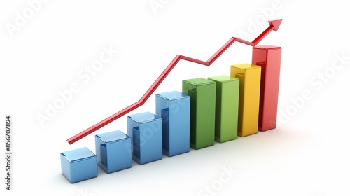 Free Download Growth diagram with arrow. 3d render on white - GFXLoad