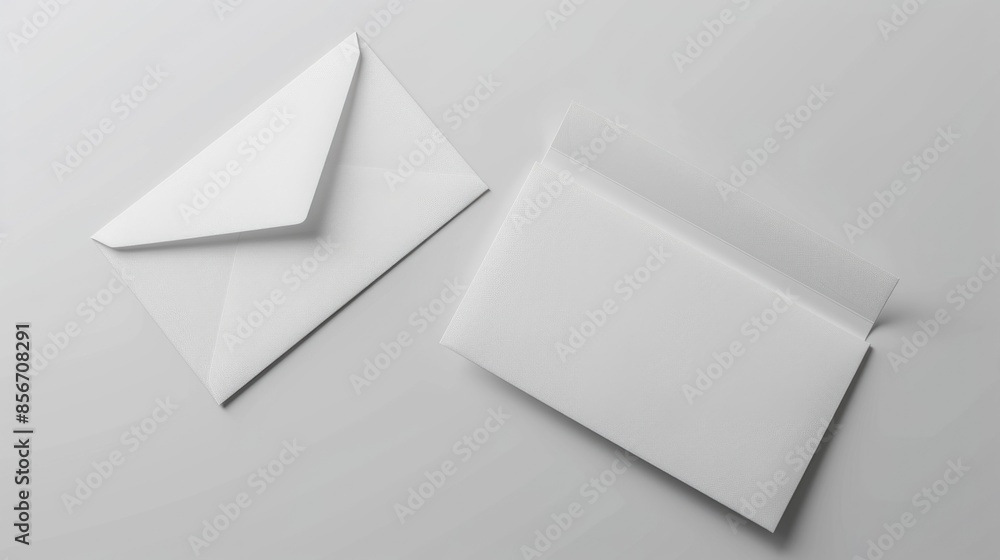 Two white envelopes stacked on top of each other Two white envelopes stacked on top of each other