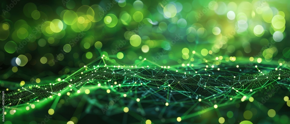 Abstract Green Network with Bokeh Lights. Abstract Green Network with Bokeh Lights.