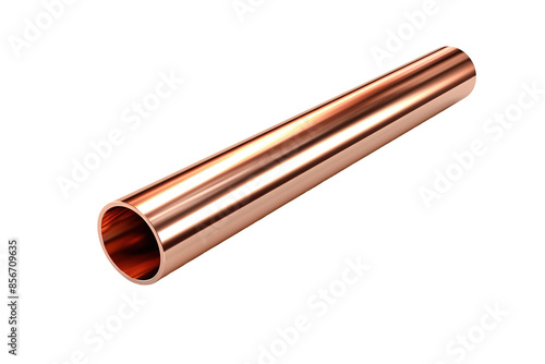 A Gleaming Copper Pipe Reflecting Light In A White Studio on a Clear PNG or White Background.