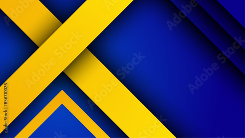 Modern blue and yellow geometric shapes 3d abstract background. Banner and presentation template