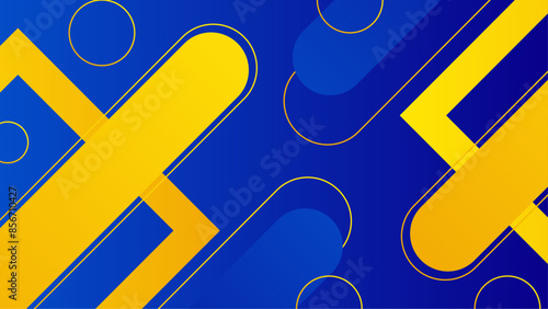 Abstract background images vector art graphic. Blue and yellow shapes variation template design