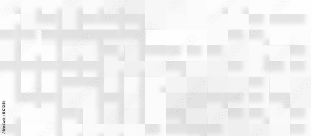 Abstract grey and white background with mosaic of white luxury pattern of squares, Geometric abstract white scaled cube boxes block background, seamless white or grey geometric business background. Abstract grey and white background with mosaic of white luxury pattern of squares, Geometric abstract white scaled cube boxes block background, seamless white or grey geometric business background.