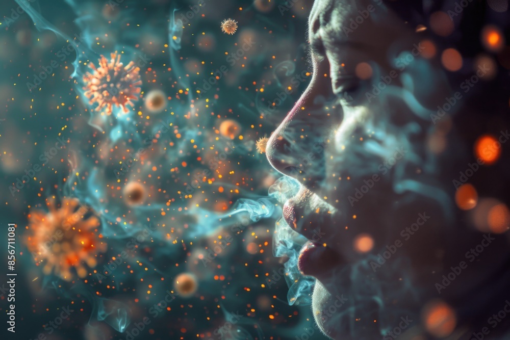 A woman holds a cigarette in her mouth, a casual moment captured A woman holds a cigarette in her mouth, a casual moment captured