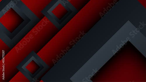 Numerous black with square red abstract background. Modern pointy lines geometric backdrop