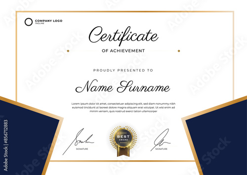 Abstract geometric certificate template, Elegant certificate of achievement template