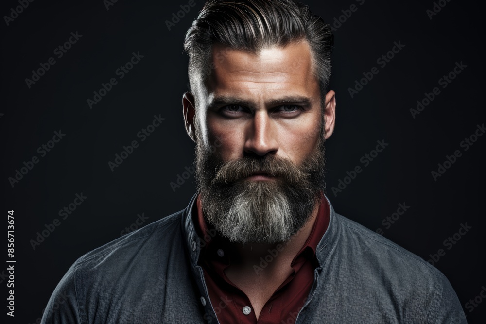 Fototapeta premium Stelish sleek, lined beard and mustache on a dark slate background