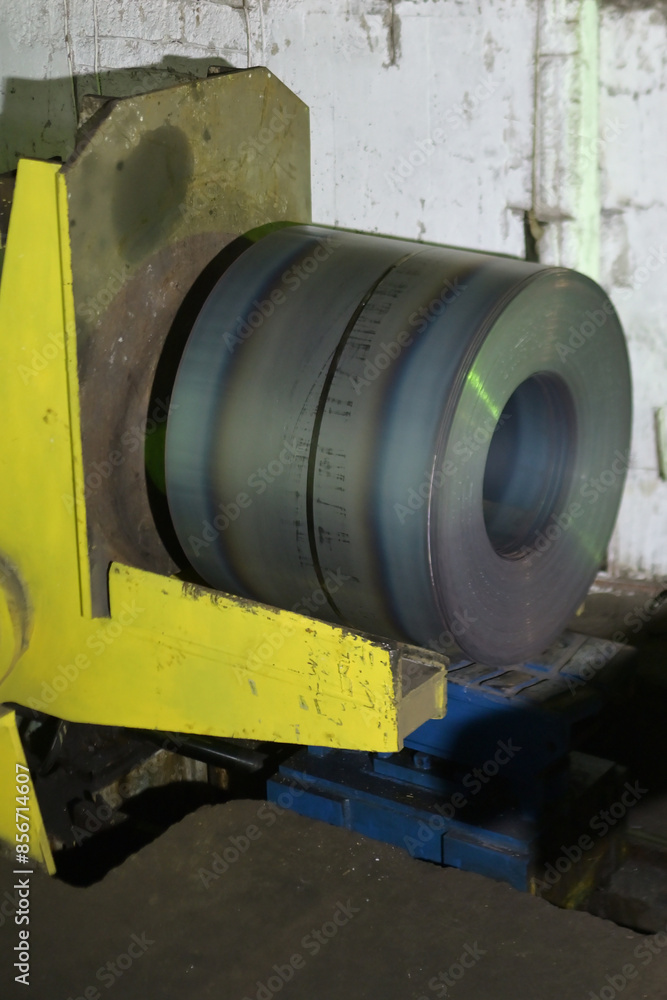 Steel coils rolled in the steel plant