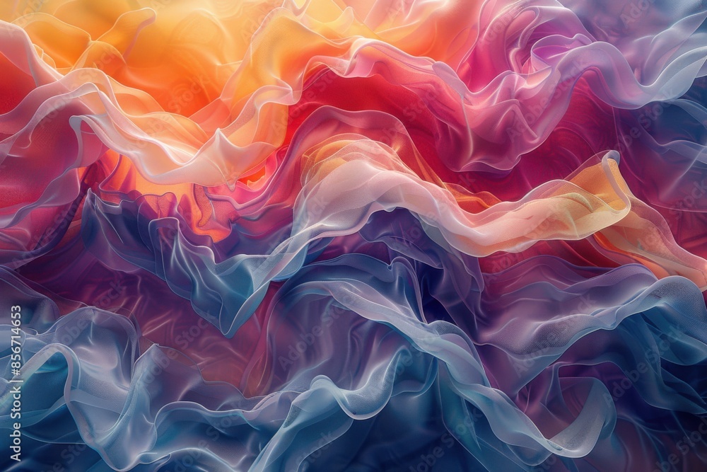 Obraz premium Vibrant Abstract Composition with Colorful, Flowing Fabric-Like Layers Creating a Mesmerizing and Artistic Visual Effect 
