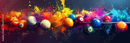 Colorful Pool Balls in a Splash of Paint