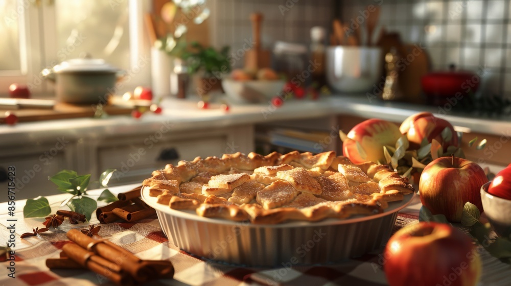 Homemade Apple Pie in Cozy Kitchen Homemade Apple Pie in Cozy Kitchen