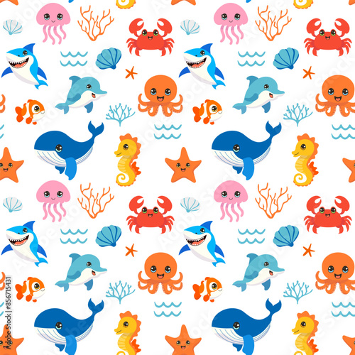Undersea Adventure: Whimsical Ocean Life Pattern