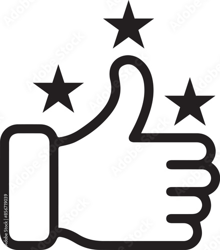 Thumb up outline icon. Thumb up icon in flat, line style set.
