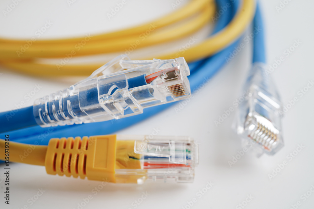 Ethernet cable for connect to wireless router link to internet service provider network. Ethernet cable for connect to wireless router link to internet service provider network.