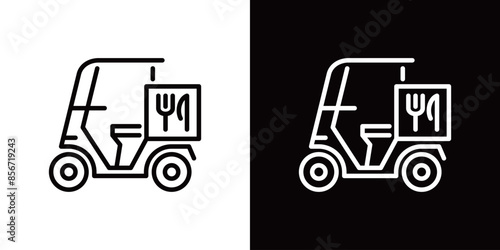 シンプルなデリバリーバイクのラインアイコン