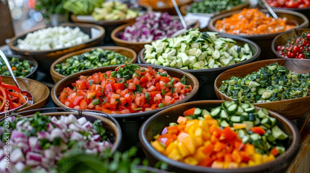 Fresh vegetable salad buffet, perfect for catering events, colorful and vibrant, catering and event planning concept, raw texture Fresh vegetable salad buffet, perfect for catering events, colorful and vibrant, catering and event planning concept, raw texture