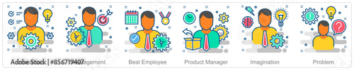 A set of 6 Business icons as innovation, management, best employee