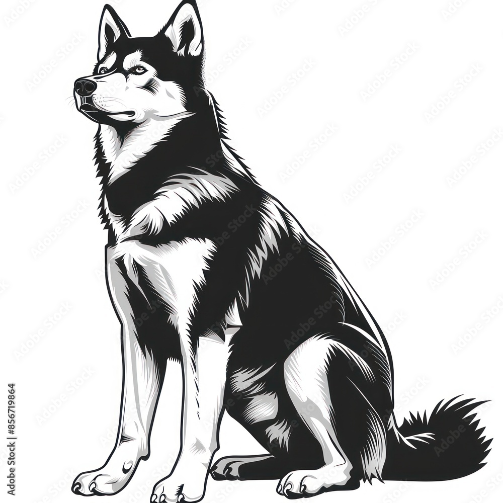 Obraz premium Siberian Husky Color Peeking Dogs. Color image of a dogs head isolated on a white background. Dog portrait, Vector illustration