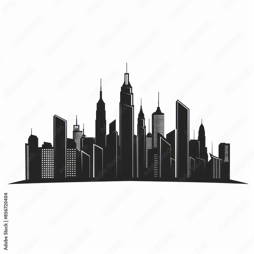 Fototapeta premium Vector city buildings silhouette icons