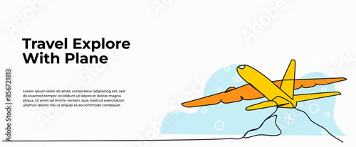 Vector illustration of aircraft.Modern flat in continuous line style.