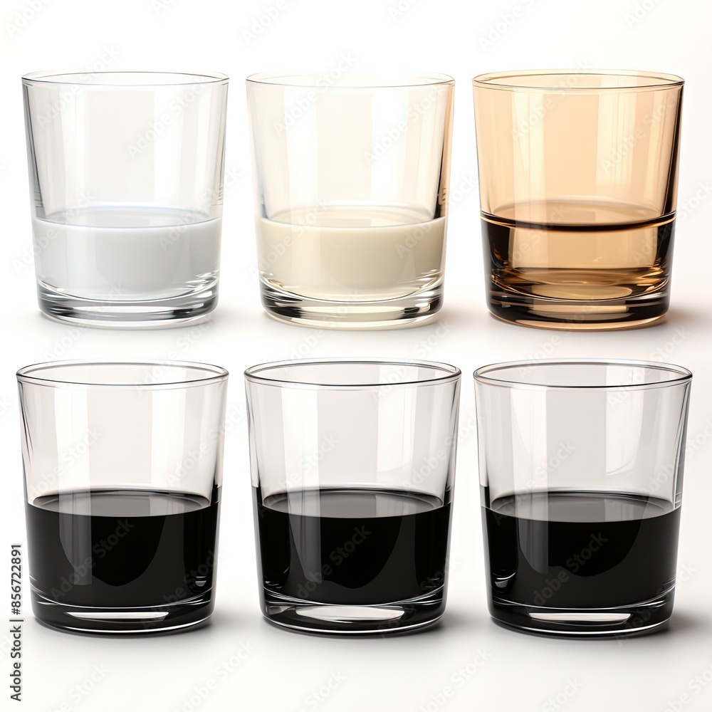 set of black juices in different glasses flat and realistic graphic, flat vector illustration set of black juices in different glasses flat and realistic graphic, flat vector illustration