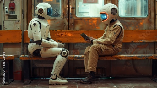 Robot and Human Waiting Together on a Train Platform