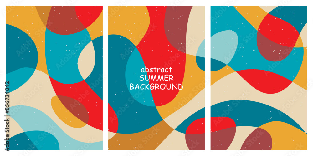 Creative concept of summer bright and juicy cards set. Modern abstract ...