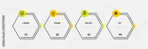 Infographic template vector element with 4 step line or option suitable for web presentation and business information