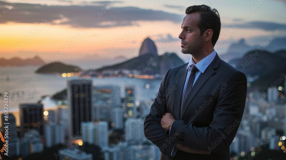 Successful Brazilian businessman networking at business summit in Rio de Janeiro Successful Brazilian businessman networking at business summit in Rio de Janeiro