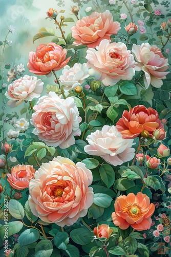 Elegant Abstract Floral Picture Frame With Delicate Rose Blossoms