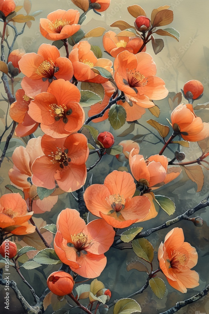 Elegant Abstract Orange Flowers Picture Frame Elegant Abstract Orange Flowers Picture Frame