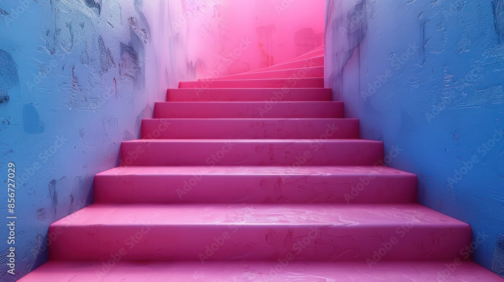 Pink Steps Against a Blue Wall Pink Steps Against a Blue Wall