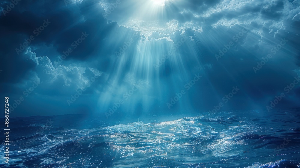 Ocean Depths With Sunbeams Breaking Through Clouds Ocean Depths With Sunbeams Breaking Through Clouds