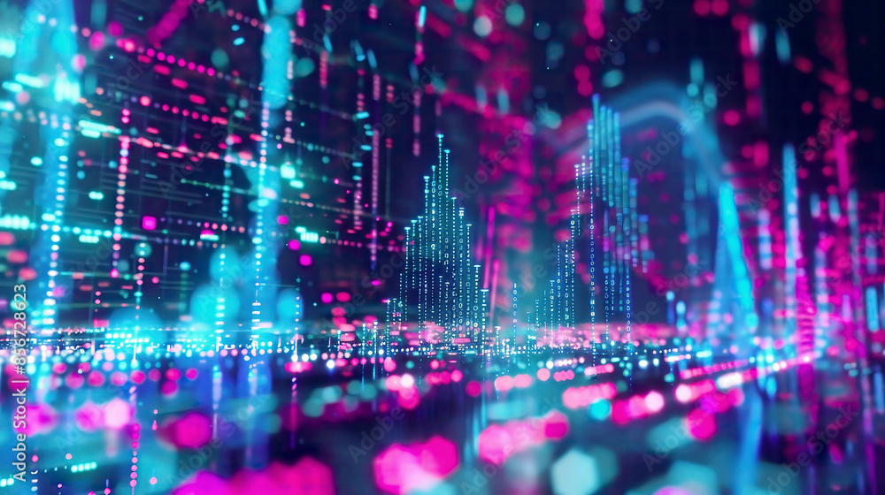 Abstract representation of decentralized finance neon colors Abstract representation of decentralized finance neon colors