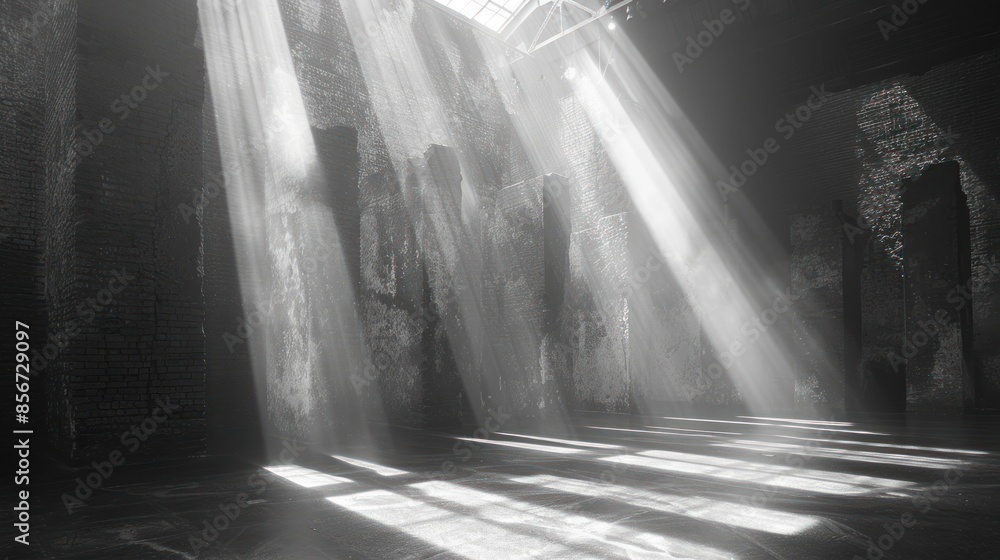 Sunbeams Illuminating a Dusty Brick Interior Sunbeams Illuminating a Dusty Brick Interior