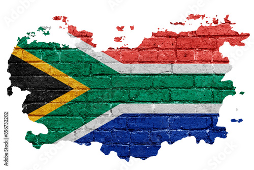 South Africa's flag png sticker, brick wall texture design