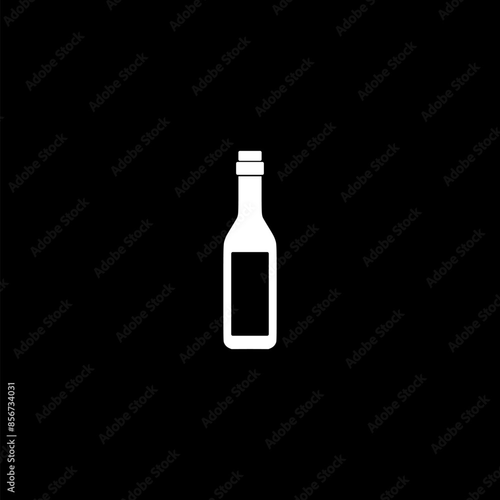 Wine bottle with glass icon isolated on dark background Wine bottle with glass icon isolated on dark background