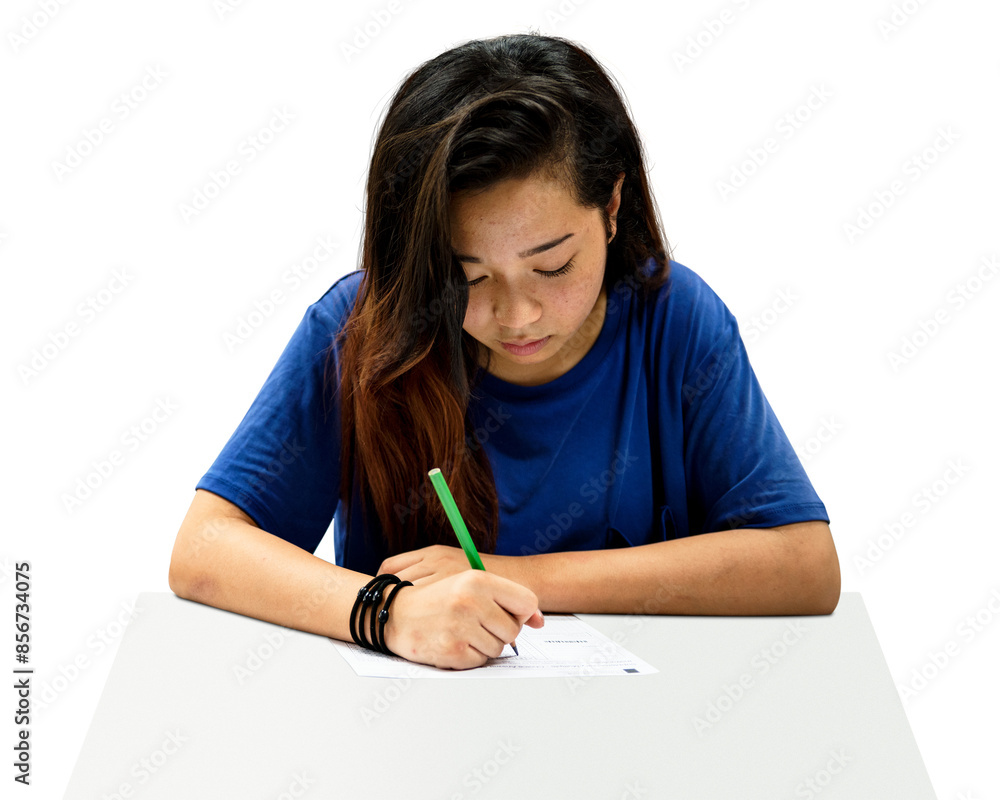 Png Asian girl writing sticker, education transparent background Png Asian girl writing sticker, education transparent background