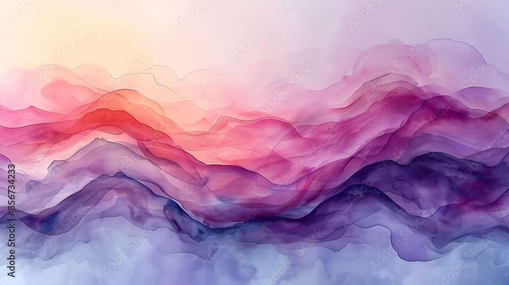 An abstract watercolor wall background with gentle waves of pastel colors, including pinks and purples, blending seamlessly for a serene and tranquil effect, soft and fluid design, hd quality An abstract watercolor wall background with gentle waves of pastel colors, including pinks and purples, blending seamlessly for a serene and tranquil effect, soft and fluid design, hd quality