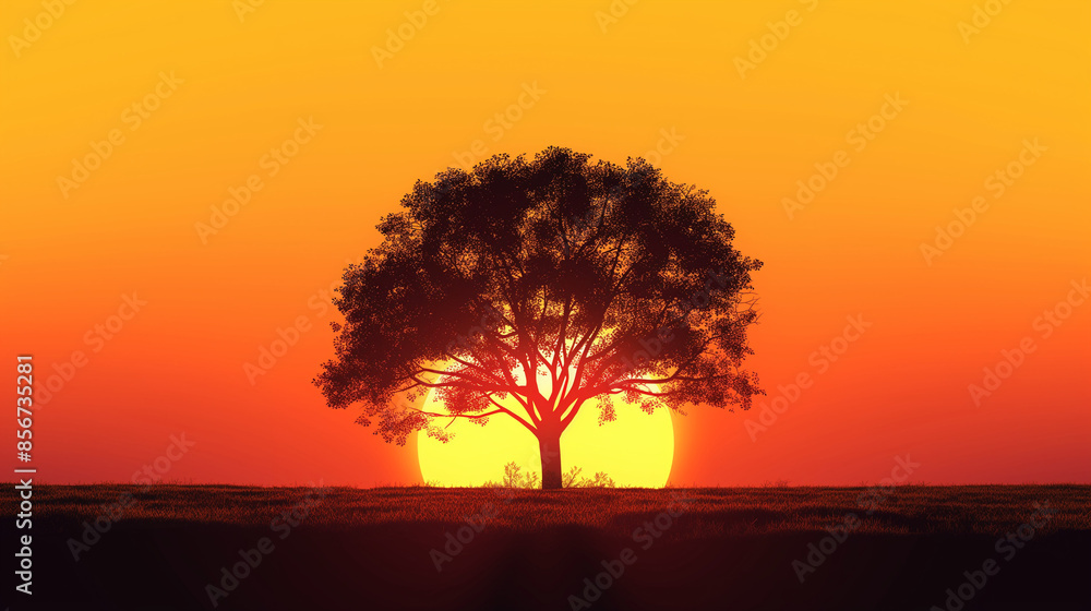silhouette of a tree in sunset photo silhouette of a tree in sunset photo