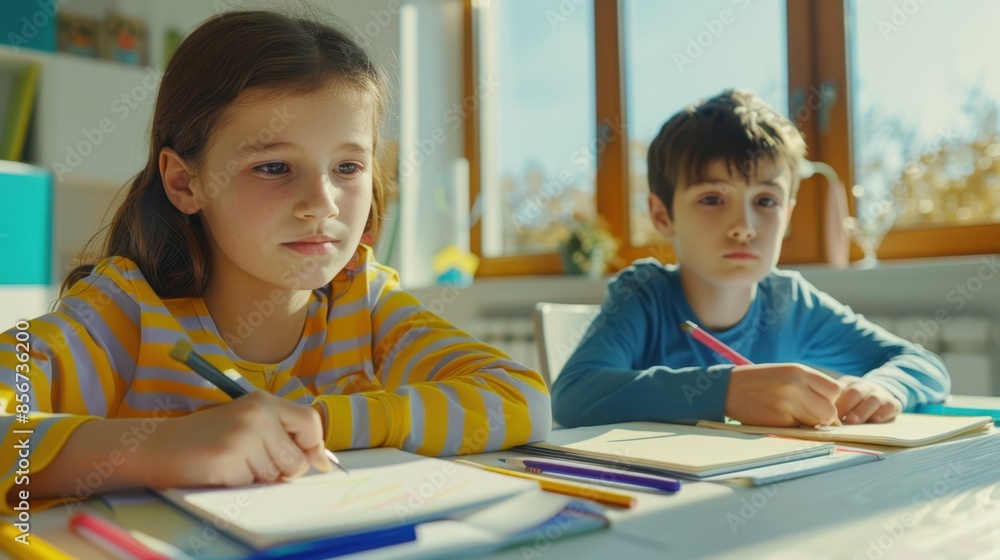 Kids Drawing and Studying Kids Drawing and Studying