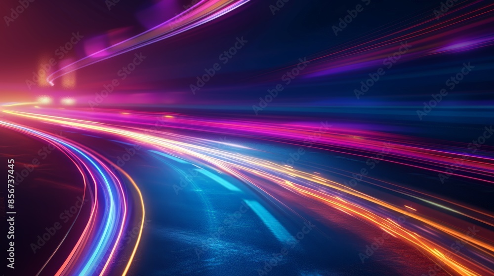 City Night Traffic Lights Abstract Background with Blurred Motion Effect, Long Exposure of Highway Road Lights, Urban Street Light Illumination City Night Traffic Lights Abstract Background with Blurred Motion Effect, Long Exposure of Highway Road Lights, Urban Street Light Illumination